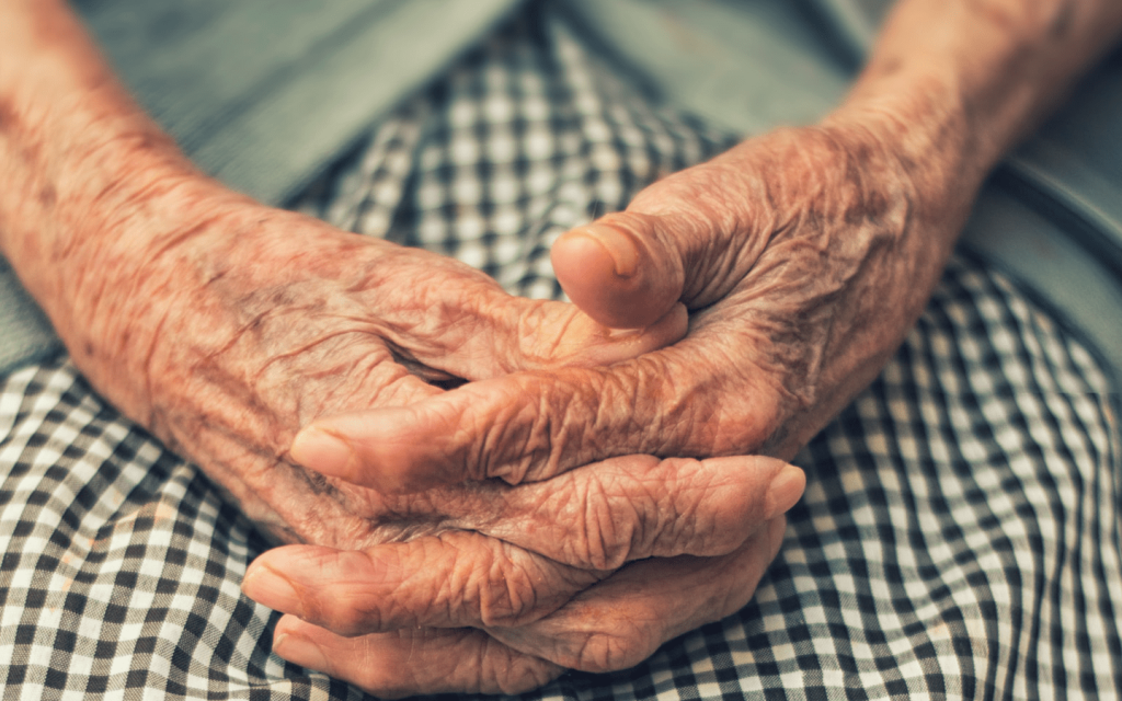 This is an eldery White woman who appears to be sitting with her hands in her lap. This is used to represent the victims in I Care A Lot.