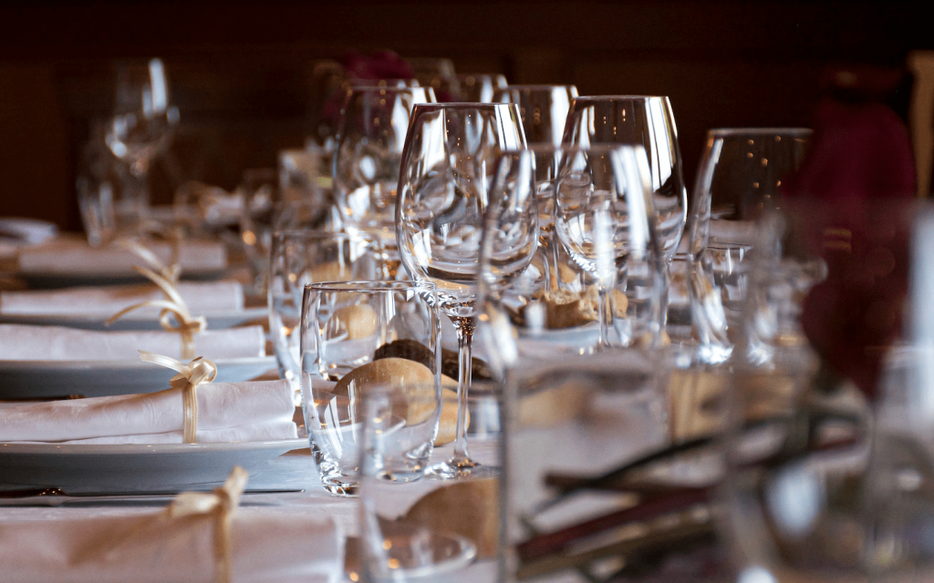 This is a decorated wedding reception tables representing Connor (Alan Ruck's) wedding rehearsal in Season 4 episode 2 of Succession